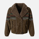 Winter Sherpa Spliced Lapel Leather Jacket