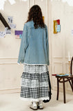 Lace Trim Oversized Denim Classic Jacket