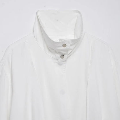 Cozy Soft White High Neck Bomber Jacket