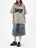 Y2K Women's Printed Washed Jorts
