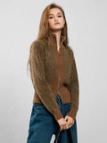 Plush Vintage Wool Knit Zip Cardigan