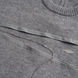 Streetwear Distressed Chain Detail Zipper Knit Sweater