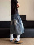 Solid Color American Style Denim Jorts