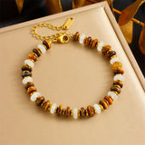White Jade Tiger Eye Stone Bracelet