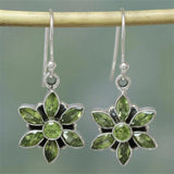 Green Stone Vintage Silver Dangle Earrings