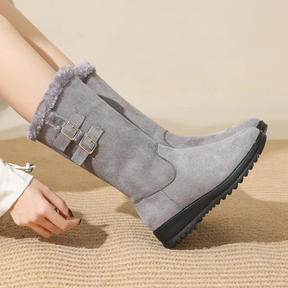 Classic Mid Calf Plush Snow Zipper Boot