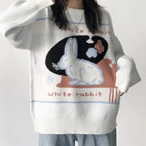 Sweet Retro Jacquard Knitted Rabbit Sweater