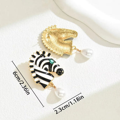 Shiny Crystal Zebra Dangle Earrings