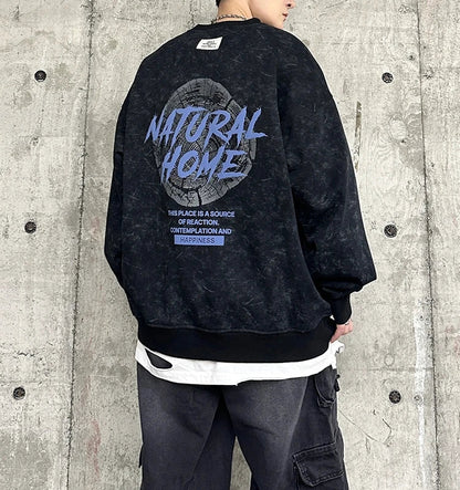 American Style Hip Hop Foam Print Sweatshirt