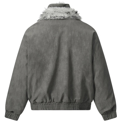 Streetwear Winter Vintage Fur Thicken Parkas Jacket
