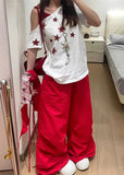 Effortless Red Oversize Parachute Jogger