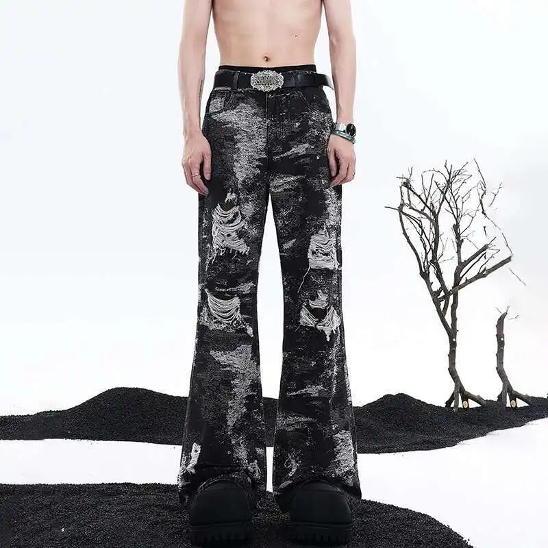 Wornout Broken Hole Design Bell Jeans