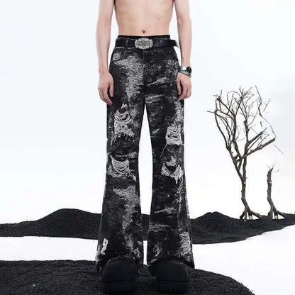 Wornout Broken Hole Design Bell Jeans