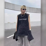 Vintage Washed Oversize Sleeveless Crew T-Shirt