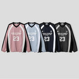 Oversized V-Neck Sports Sweatshirt