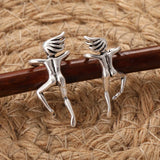 Retro Silver Character Clip Earring