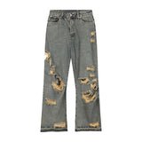 Retro Holes Jeans Denim Pants