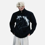Original Patchwork Fleece Stand Neck Cardigan