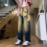 Vintage Streetwear Gradient Tie Dye Distressed Jeans
