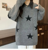 Women Retro Stars Vintage Patchwork Sweater
