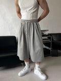 Soft Gray Loose Casual Drawstring Jorts