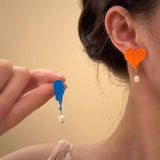 Colorful French Retro Pearl Drop Earrings