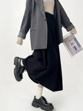 Pleated Dark Academia Midi Skirt