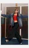 Women Cool Plaid Retro Denim Jacket