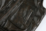 Retro Rivets Stand Collar Motorcycle Leather Vest