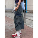 Streetwear Comfort Vintage Blue Washed High Waist Jorts
