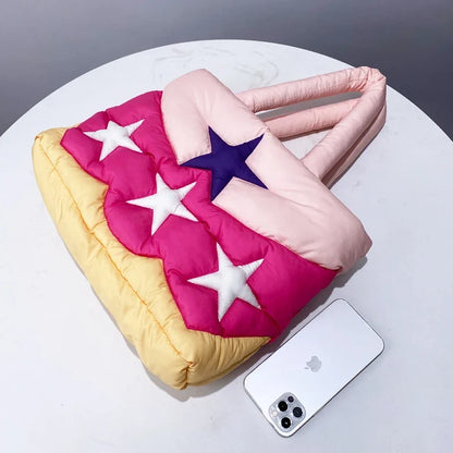 Starry Quilted Puffed Handbag
