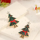 Green Red Crystal Christmas Tree Earrings
