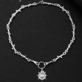 Edgy Thorny Heart Pendant Necklace