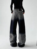 Vintage Black Grey Baggy Wide Jeans