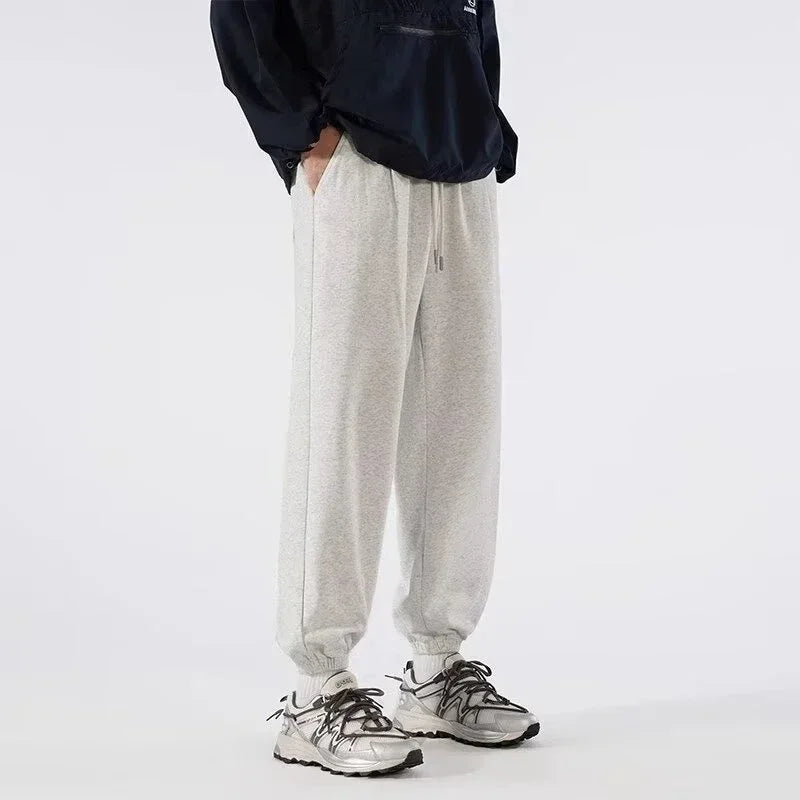 Vintage Letter Embroidered Elastic Waist Sweatpants