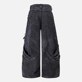 Vintage Ripped Washed Patchwork Denim Jeans