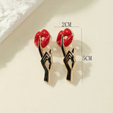 Bold Red Lip Stud Earrings
