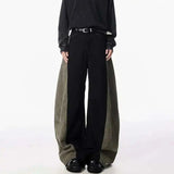Elegant Black Contrast Loose Fit Jeans
