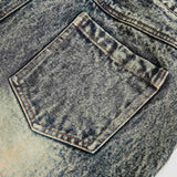 Vintage Camouflage Patchwork Denim Shorts Jeans