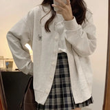 Women Casual Cute Chic Gray V-Neck Button Cardigan