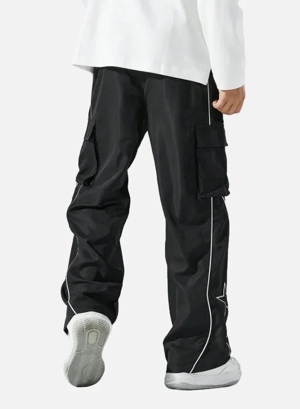 Trendy Casual Star Print Multi Pocket Jogger