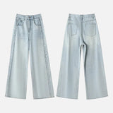 Y2K Light Blue Ripped Baggy Wide Leg Jeans