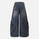 Vintage Ripped Washed Patchwork Denim Jeans