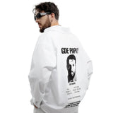 Oversized Papa Letter Print Lon Shirt