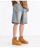 Streetwear Vintage Patchwork Distressed Denim Short