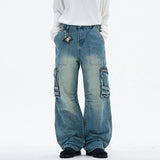 Functional Multi-Pocket Straight Leg Denim Jeans