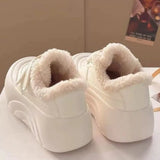 Autumn Big Head White Platform Fur Sneaker