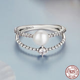 Elegant Genuine Freshwater Pearl Sterling Silver Ring