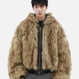 Reversible Luxury Double Face Faux Fur Hooded Jacket
