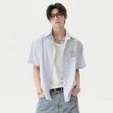 Vertical Stripe Letter Printing Long Sleeve Shirt